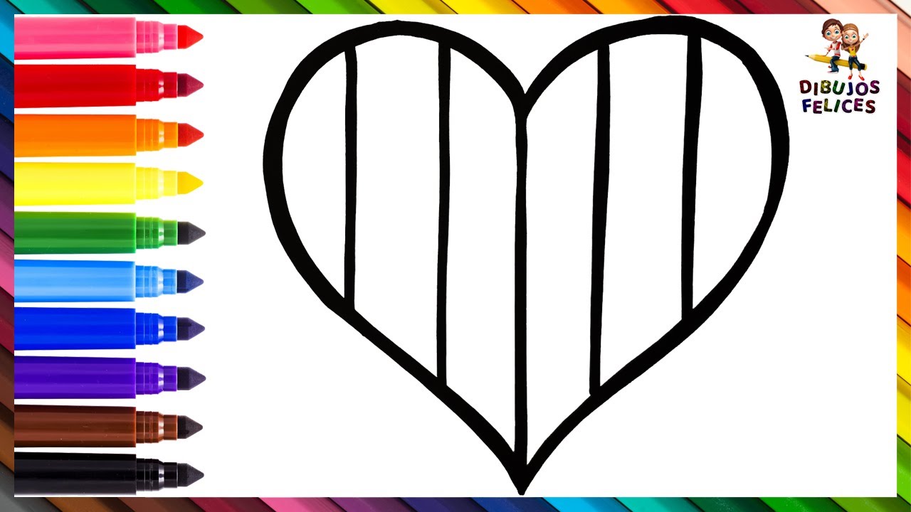 Dibuja y Colorea Un Coraz&oacute;n Arcoiris 💗🌈 Dibujos Para Ni&ntilde;os