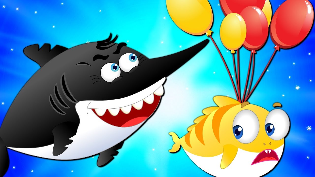 Flying Shark Blowing Up Balloons of Baby Shark | Songs & Cartoons for Kids
