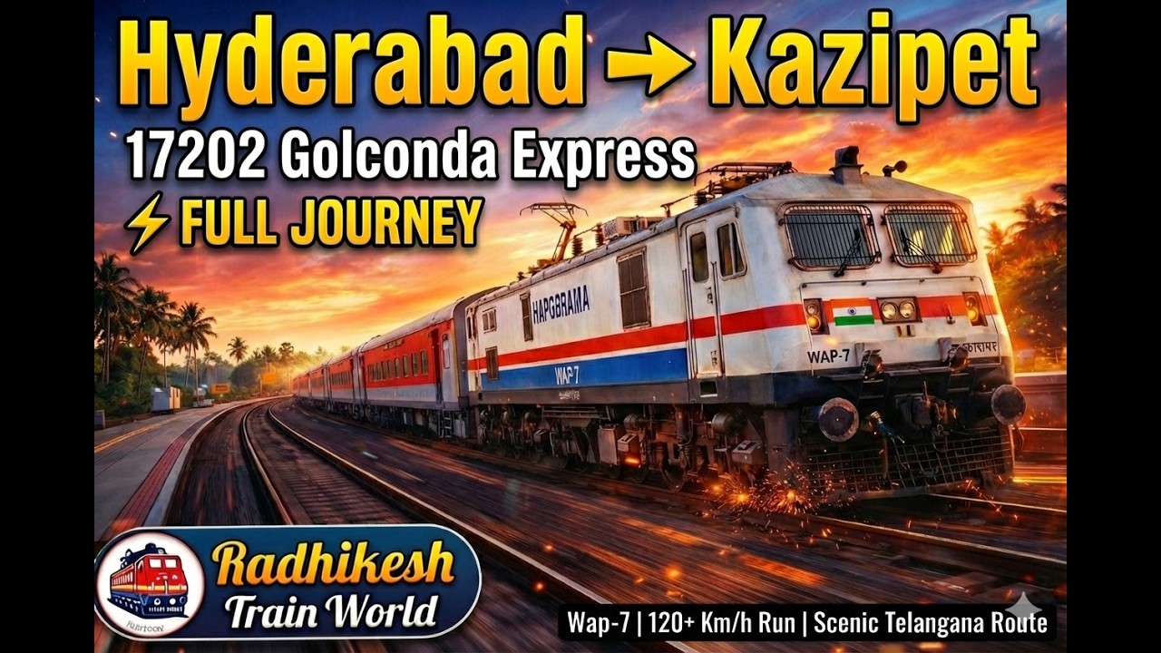 🔥Hyderabad to Kazipet Full Journey | 17202 Golconda Express WAP-7 Run 🚆