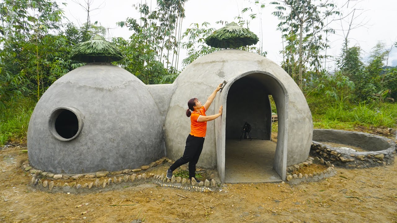 Complete The Dome House Alone - BUILD LOG CABIN | Lý Thị Hường
