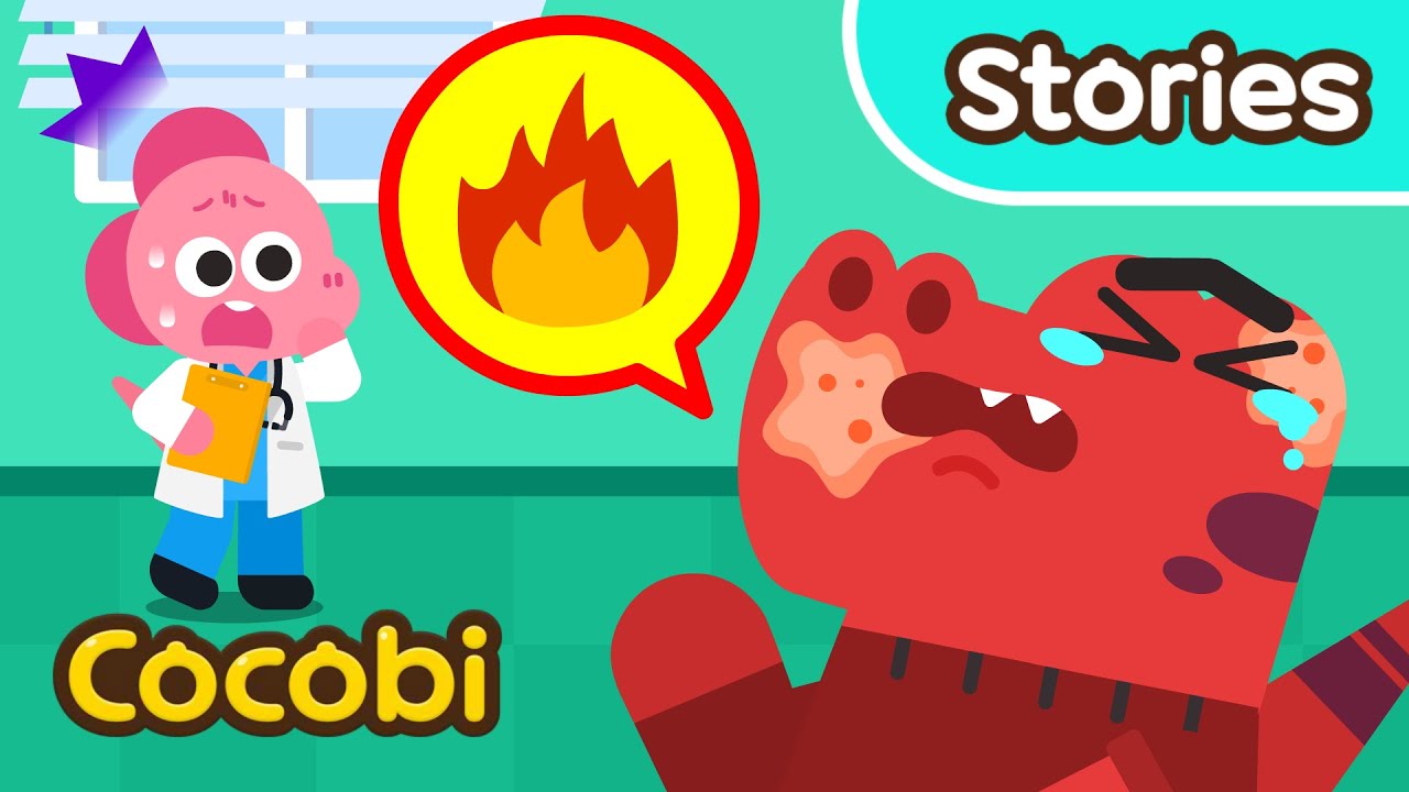 Папаша Ти-Рекс обжёгся😱 Мультфильм для детей в больнице | Cocobi