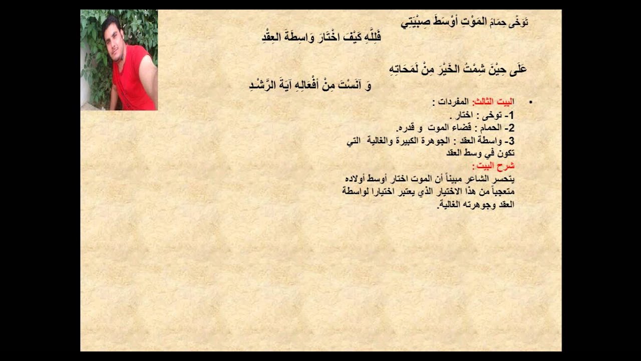 شرح قصيدة رثاء لابن الرومي