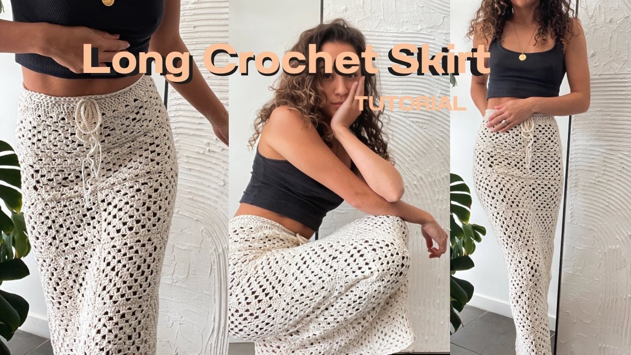 DIY Long CROCHET granny square Skirt / Crochet tutorial / beginner friendly / maxi skirt