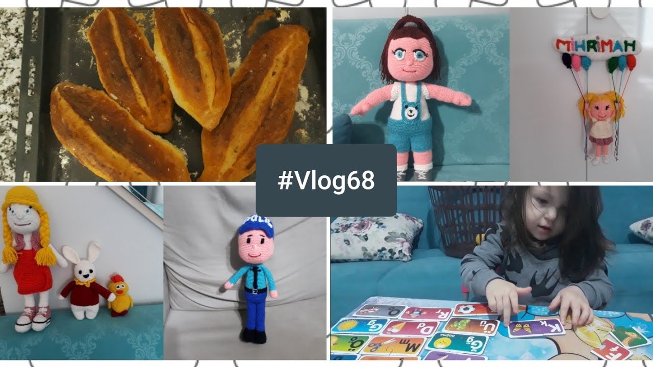 Evde ekmek yapmak çok kolay | Ördüğüm amigurimi bebekler | Alfabe yapbozları # Vlog68