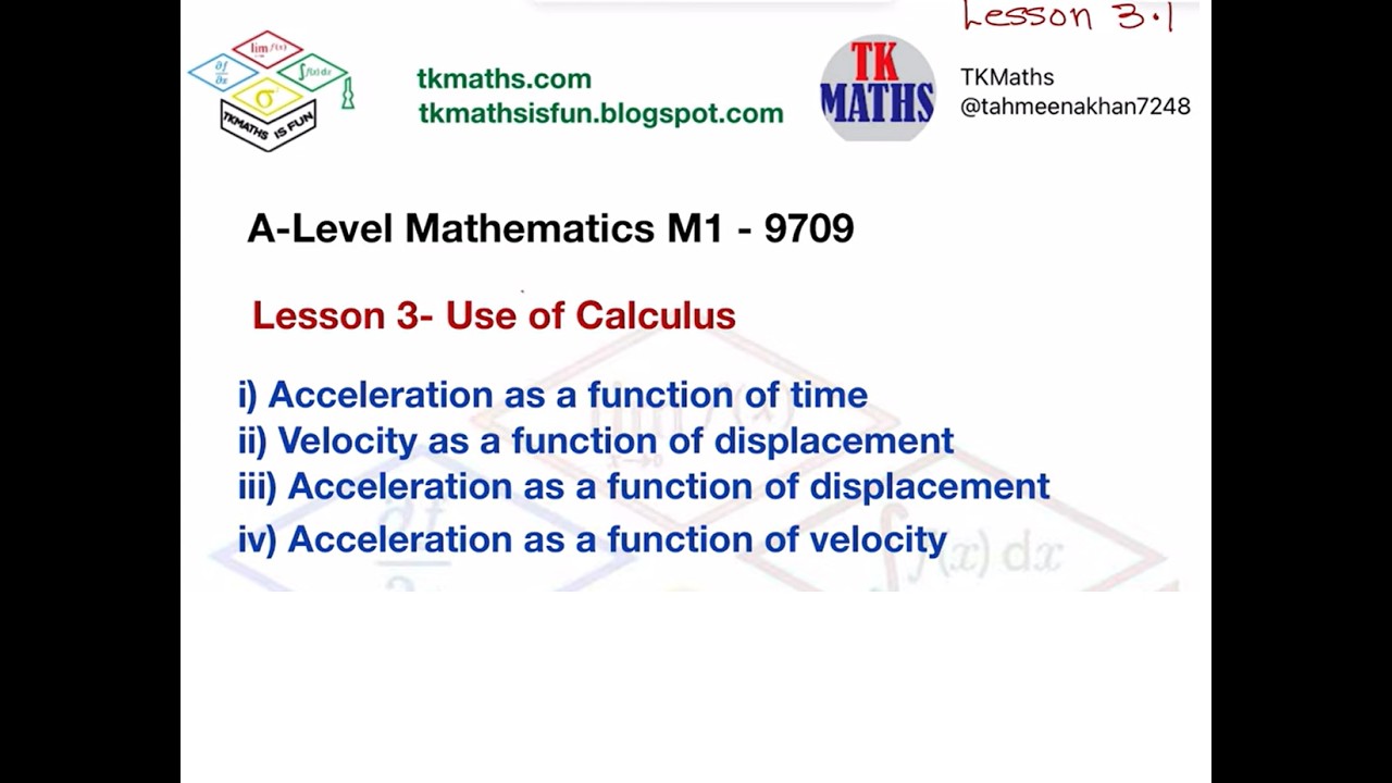 11.TKMaths A Level Maths M1 Use of Calculus Differentiation 3.1