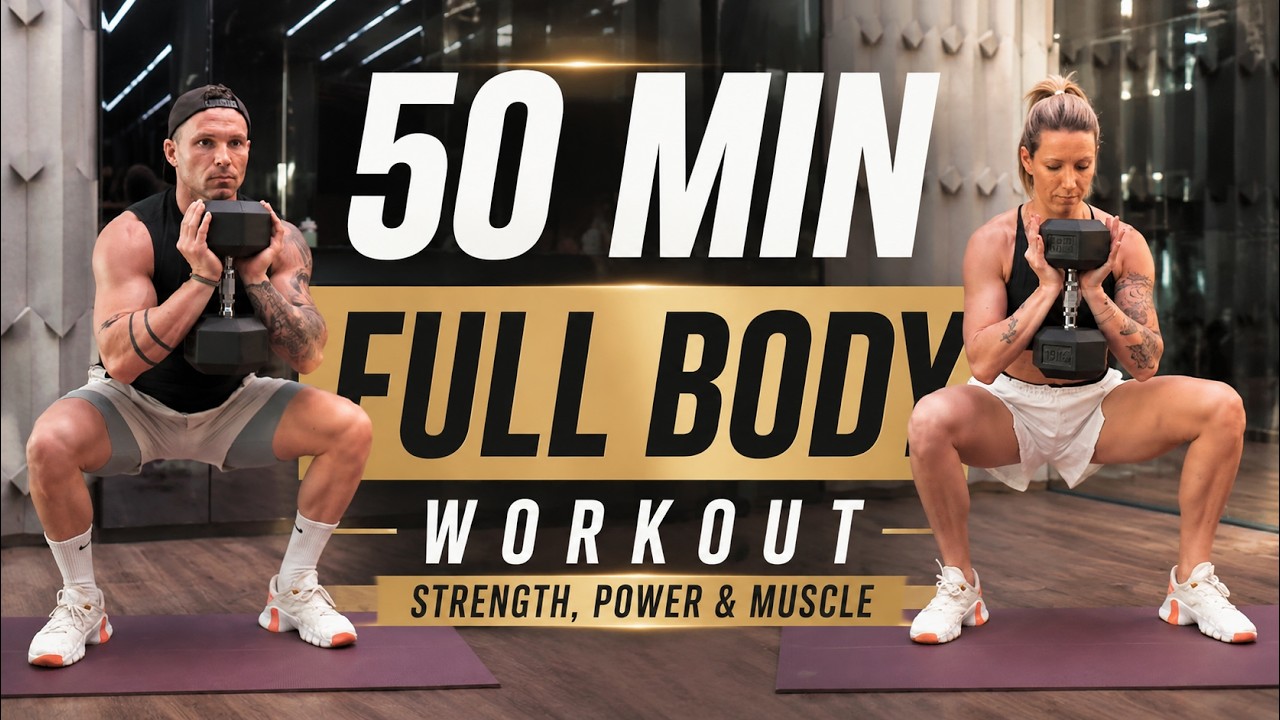 50 Min FULL BODY WORKOUT with DUMBBELLS | Power, Strength & Muscle