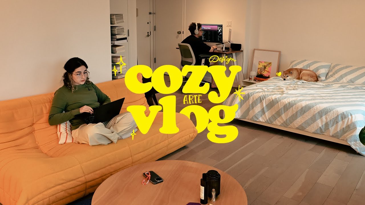 minha rotina calma em nova york, organizando meus livros e estudando design
