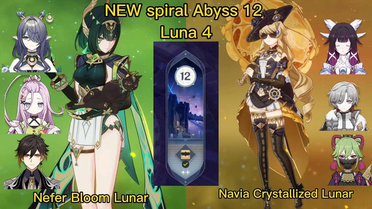 NEWGenshin impact Abyss Luna 4|C0 Nefer Bloom Lunar& C0 Navia lunar crystallization Floor 12 9 stars