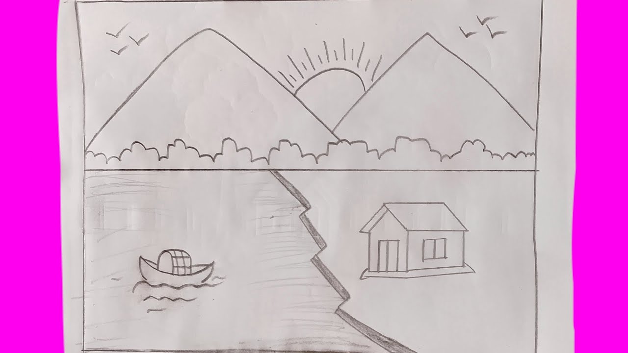 Step-by-Step Landscape Drawing for Kids #draw #art 