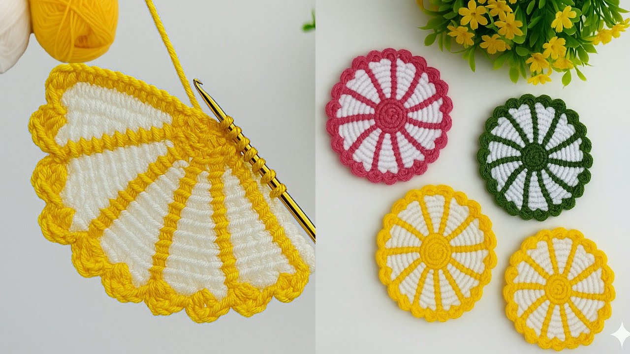 🧶Tunisian Crochet Coaster Pattern | Beautiful Handmade Gift Idea