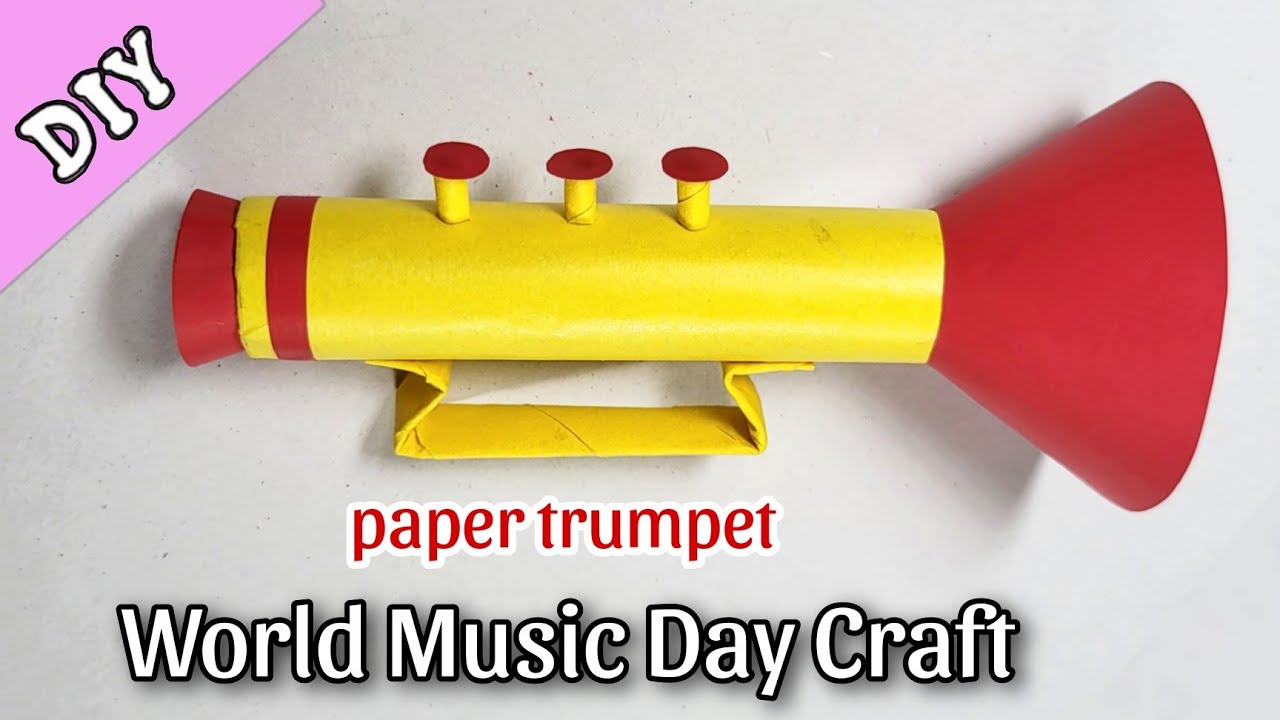 How to make Paper Trumpet / World Music Day Craft Ideas || Music Day School Project || DIY