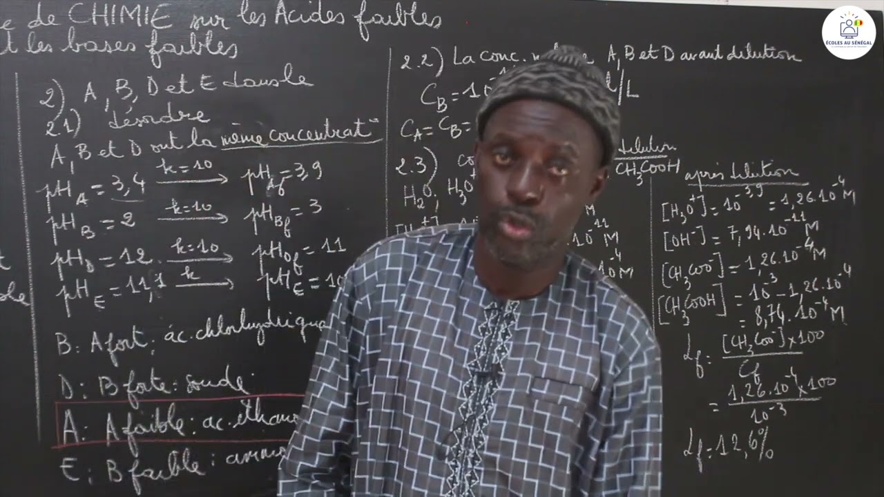 Exercices - Terminale S - PC : Les acides faibles et les bases faibles / Suite 6 / M. Diop