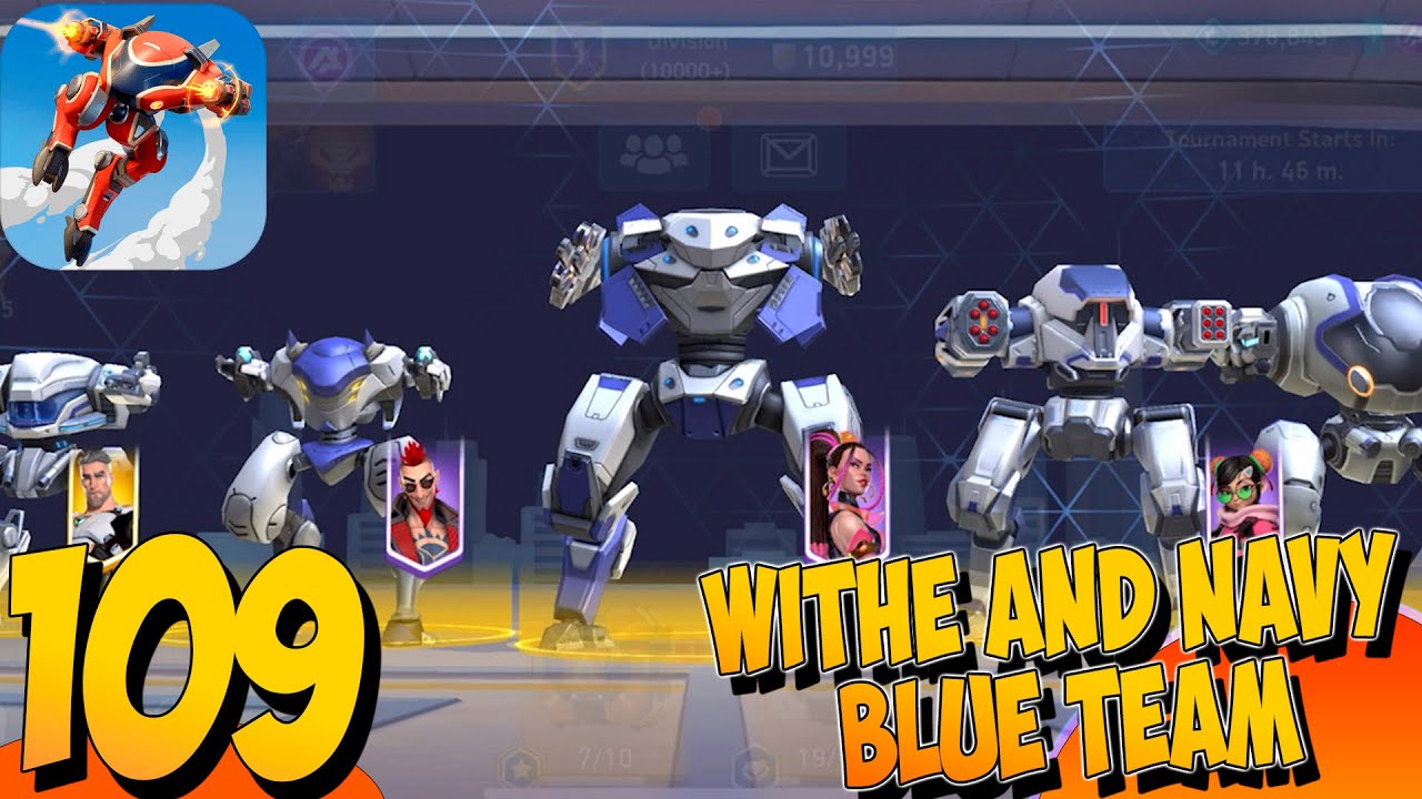 Mech Arena Robot Showdown - Gameplay Walkthrough  Part 109 - Withe and Navy Blue Team🔥(iOS,Android)