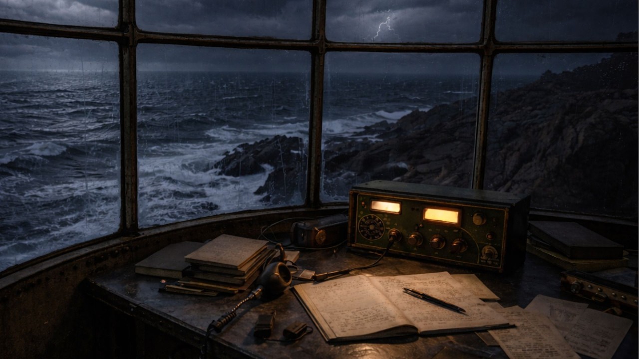 1920s Lighthouse During a Storm  | Ocean Waves, Wind & Rain for Deep Sleep (No Music)