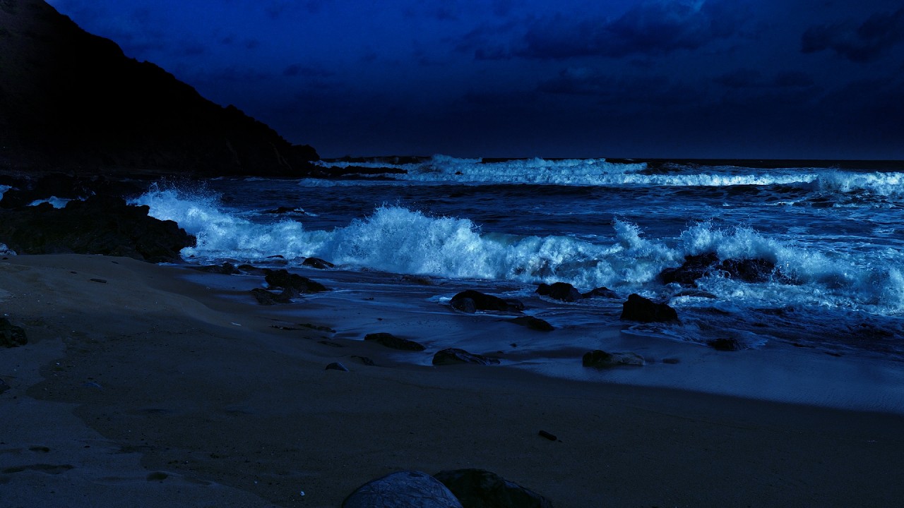 Ocean Waves for Mental Recovery | Sleep Switch Activated in 5 Minutes by Intense Night Ocean Waves