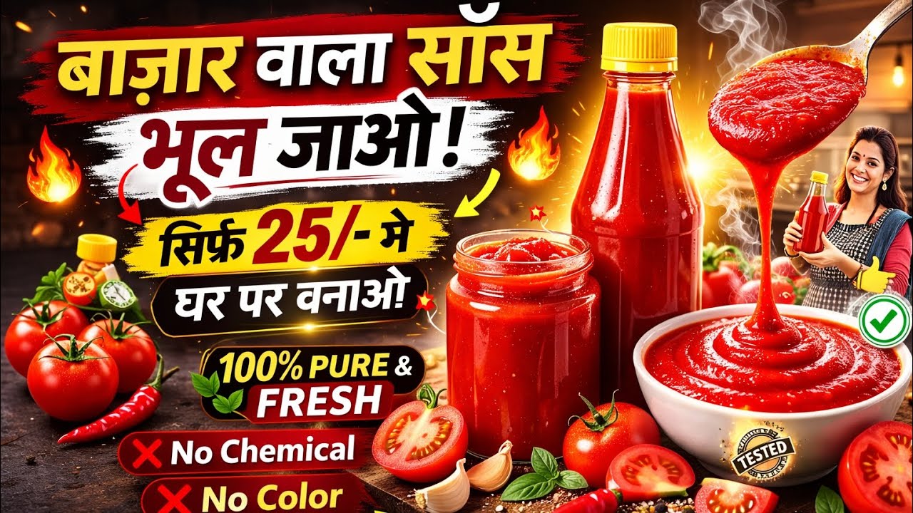 सिर्फ 25₹ में घर पर टमाटर सॉस 😱 | बाजार वाला सॉस भूल जाओ | 100% Pure & No Chemical