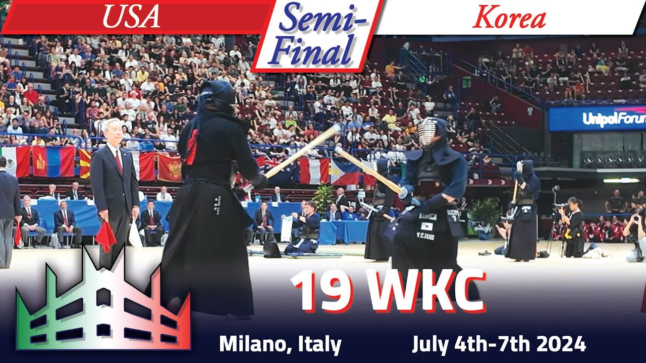 19WKC World Kendo Championship Men's Teams Semi-Final Usa vs Korea