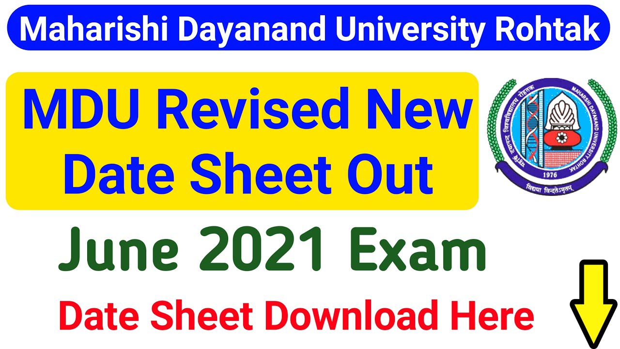 MDU Revised New Date Sheet June 2021 Exam | MDU UG PG Online Exam Datesheet Out | MDU Update