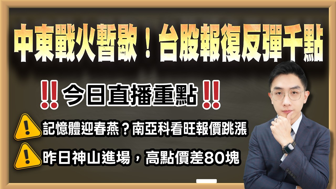 劉育綸 艾綸說【中東戰火暫歇！台股報復反彈千點】影音分析2026/03/05