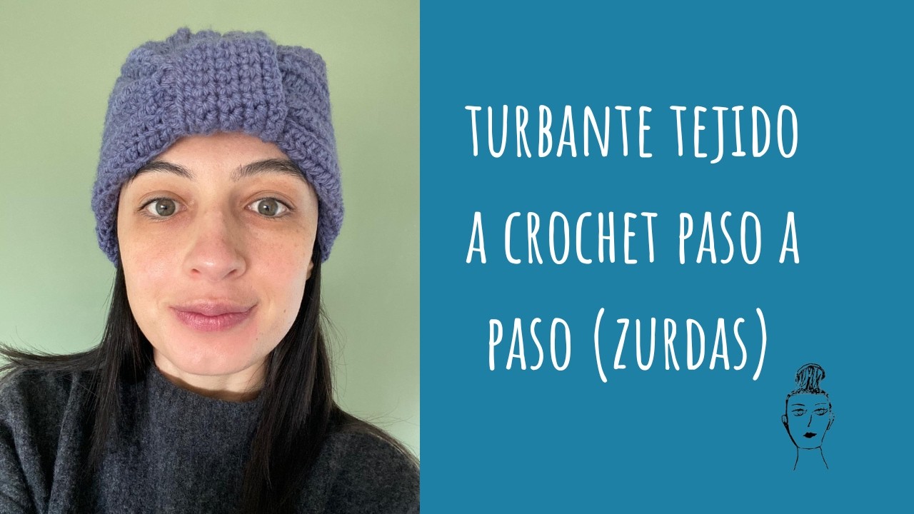 Cómo tejer  turbante a crochet paso a paso (versión para zurdas)