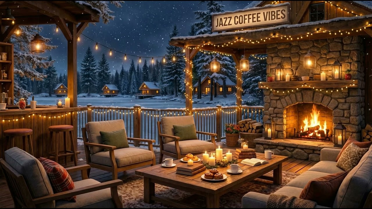 Relaxing Winter Jazz Cafe ☕ Study Piano Background