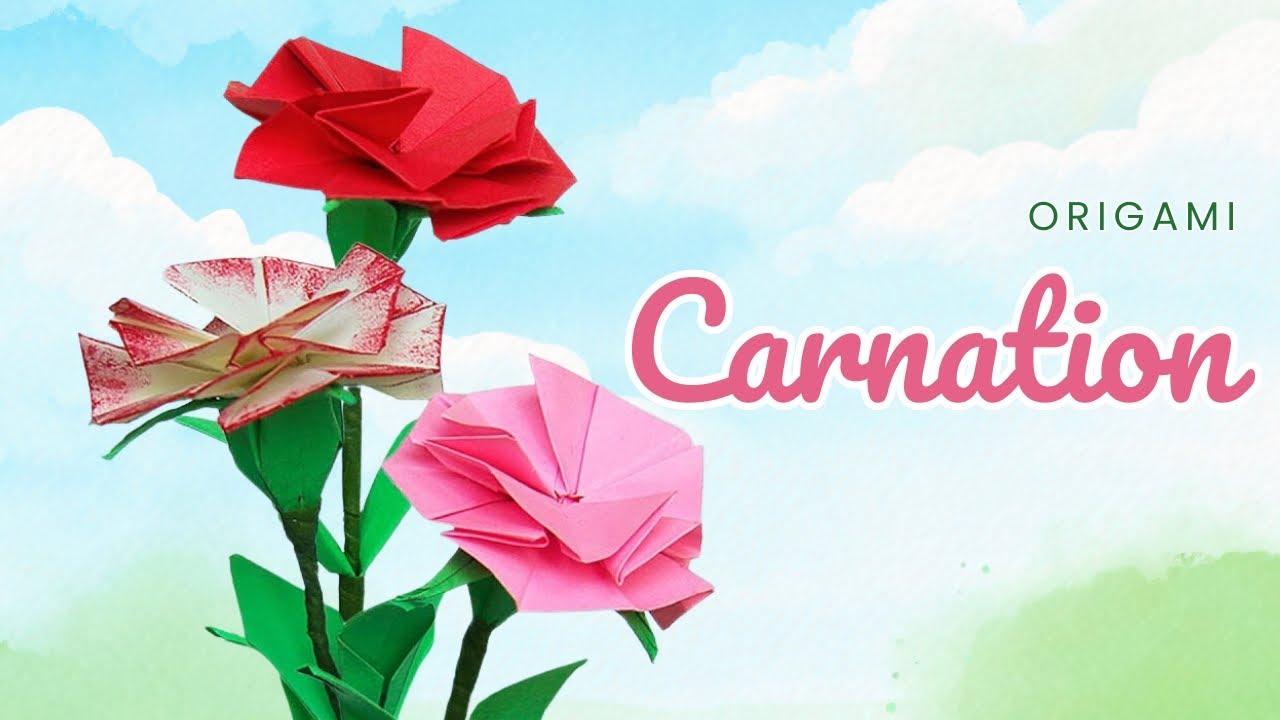 🌺 ORIGAMI Carnation | Flowers + Sepals + Leaves (Katrin Shumakov)
