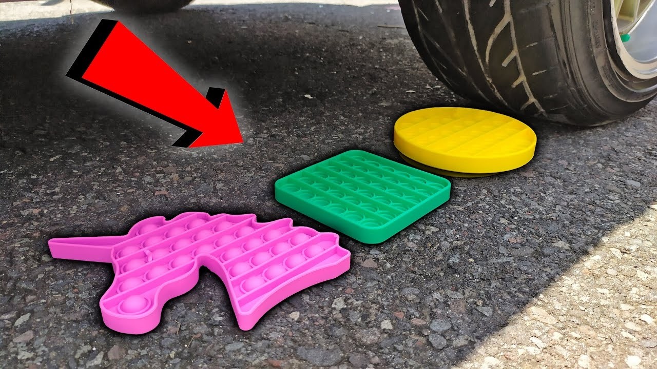 EXPERIMENT RUNNING OVER A POP IT WITH A CAR #asmr #eksperimen 