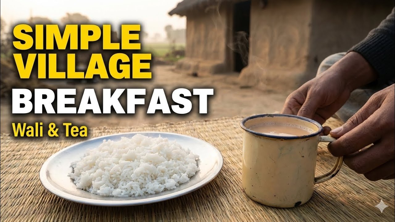 Simple Village Breakfast: Plain Wali & Hot Tea 🍚☕