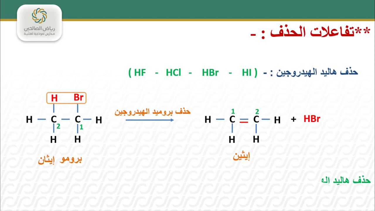 تفاعلات الحذف  - تفاعلات الإضافة  - أ/ محمود الجعفراوي -  كيمياء 3