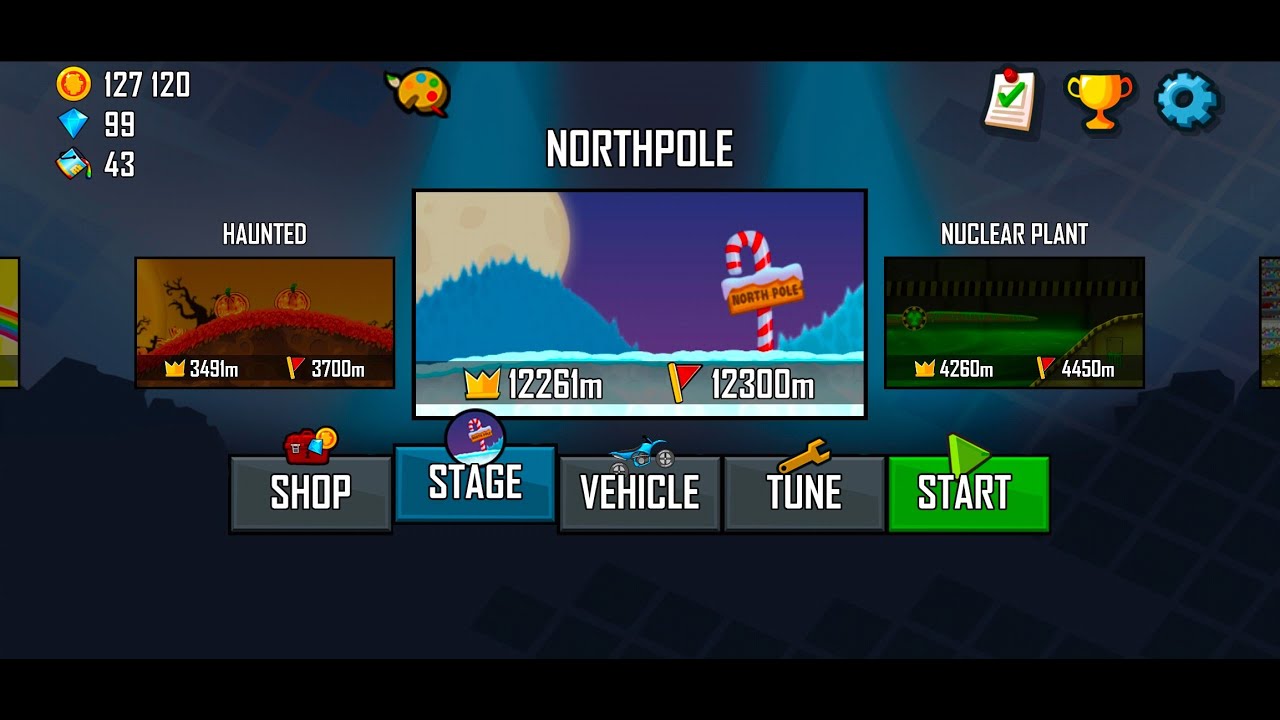 Hill Climb Racing (2012) - Northpole - All Vehicles and All Records