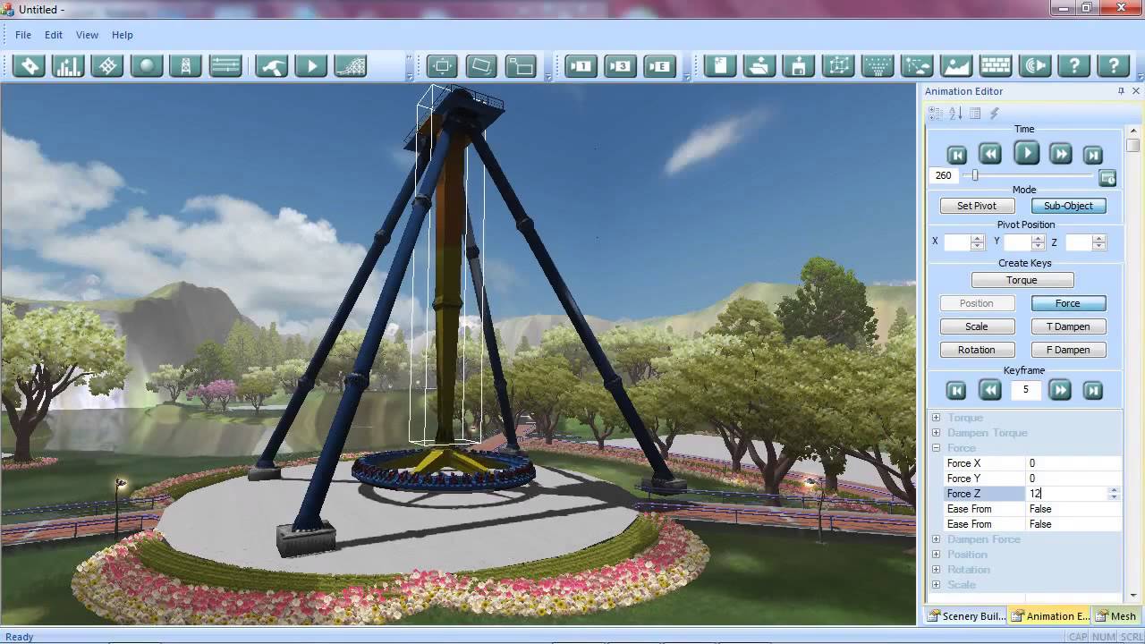 Theme Park Studio / Animation eines Flatrides (Attraktion)