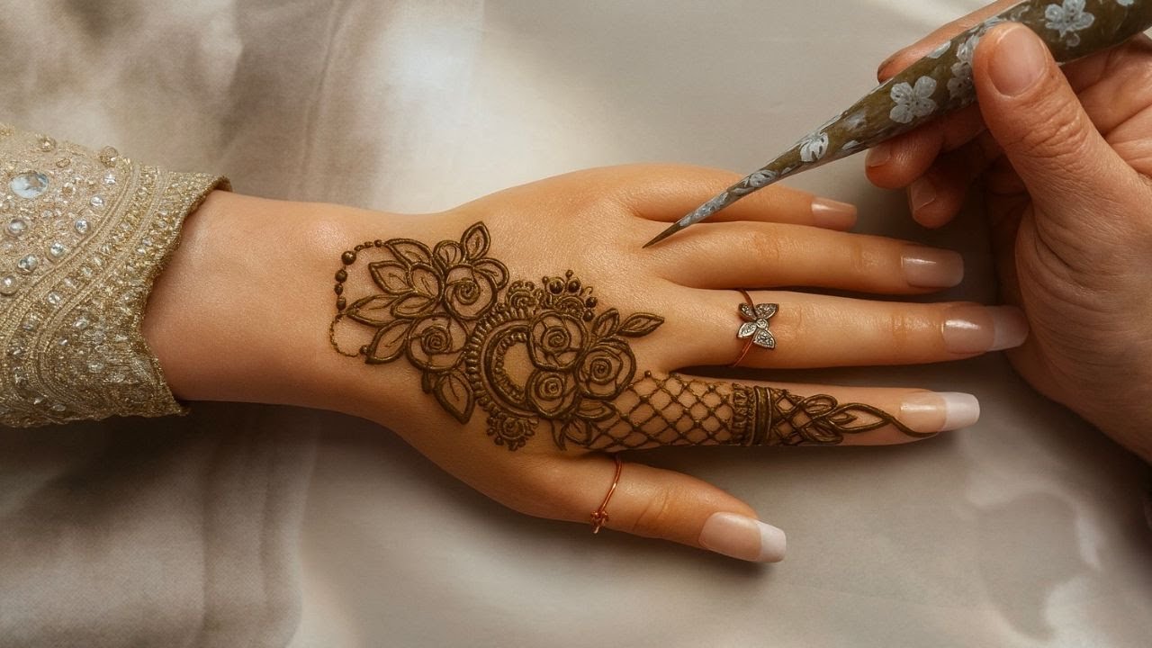 Stylish Quick Henna Design For Back Hand | Easy and Simple Mehndi Design Tutorial #hennabyayshanavaz