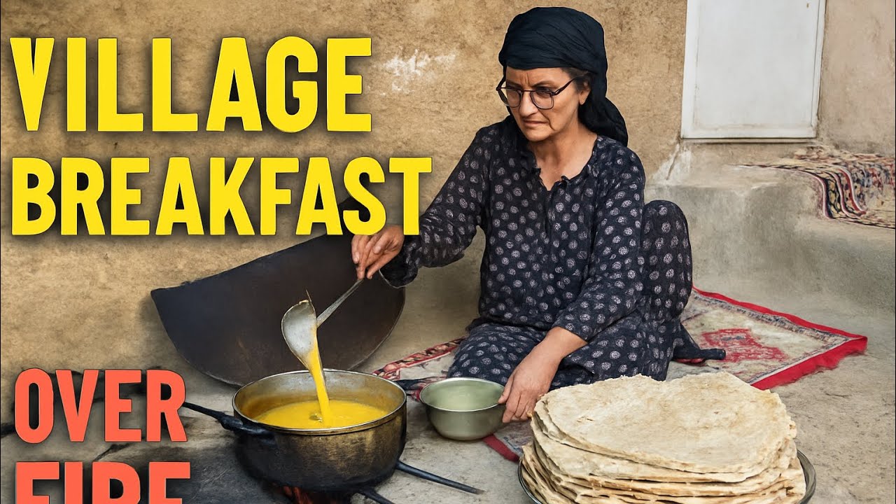 Traditional Village Breakfast Over Fire – Calm Life in the Mountains