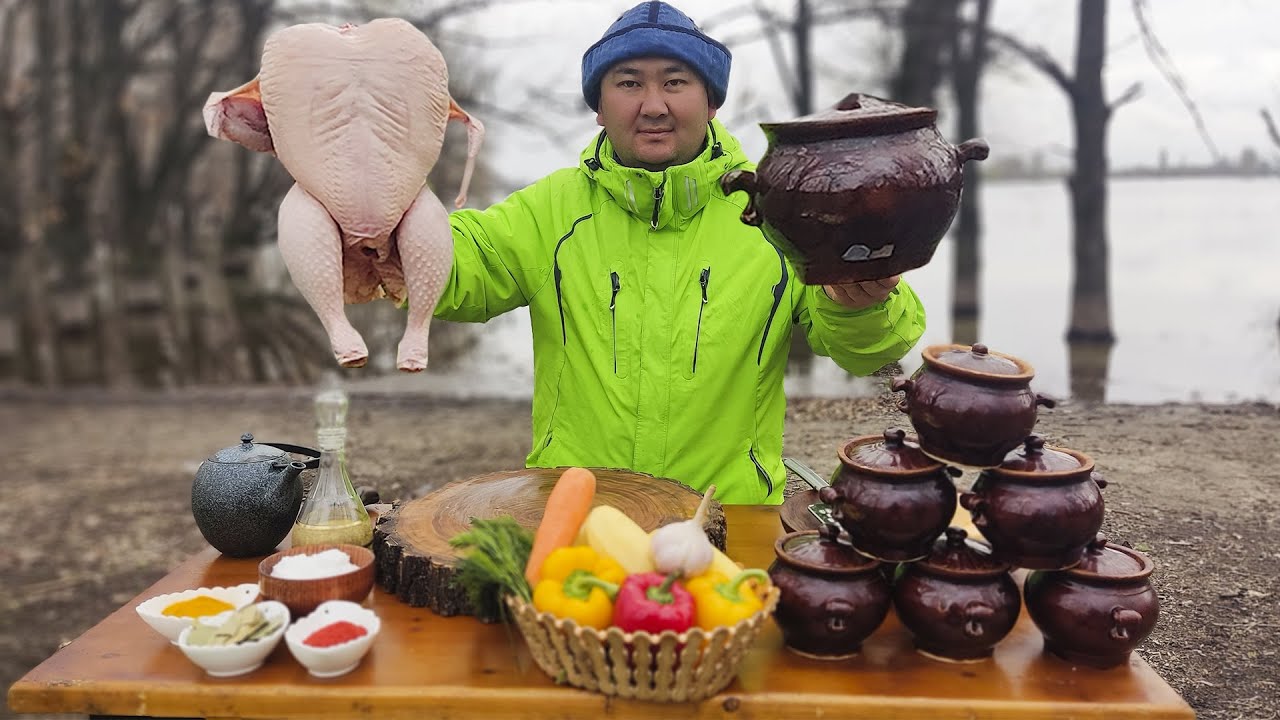 Tender Сhicken Baked in Pots in its Own Juice - Cooking in the Village