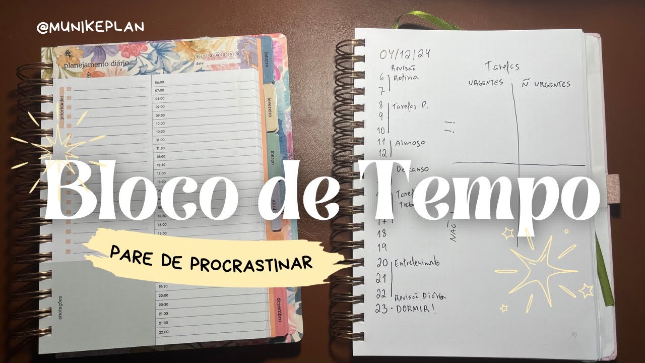 Bloco de tempo Gestão de tempo no planner Caderno ou Agenda 2025 FERRAMENTA PARA MANTER O FOCO