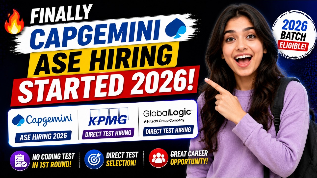 🔥Finally Capgemini ASE Hiring Started 2026 | KPMG, Global Logic | Direct Test Hiring 2026