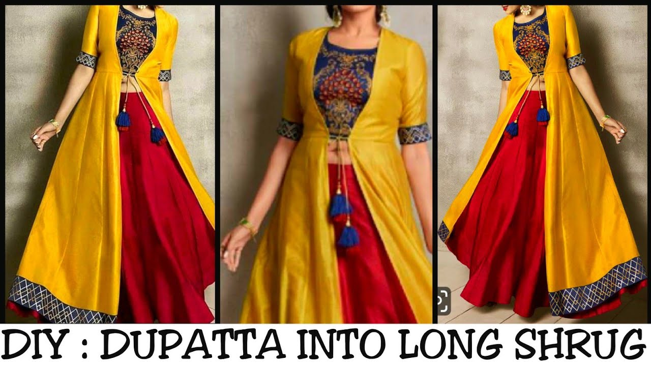 DIY Long Ethnic Shrug From Old Dupattas/Sarees/Leftover Fabric |Reuse old Saree/Dupatta
