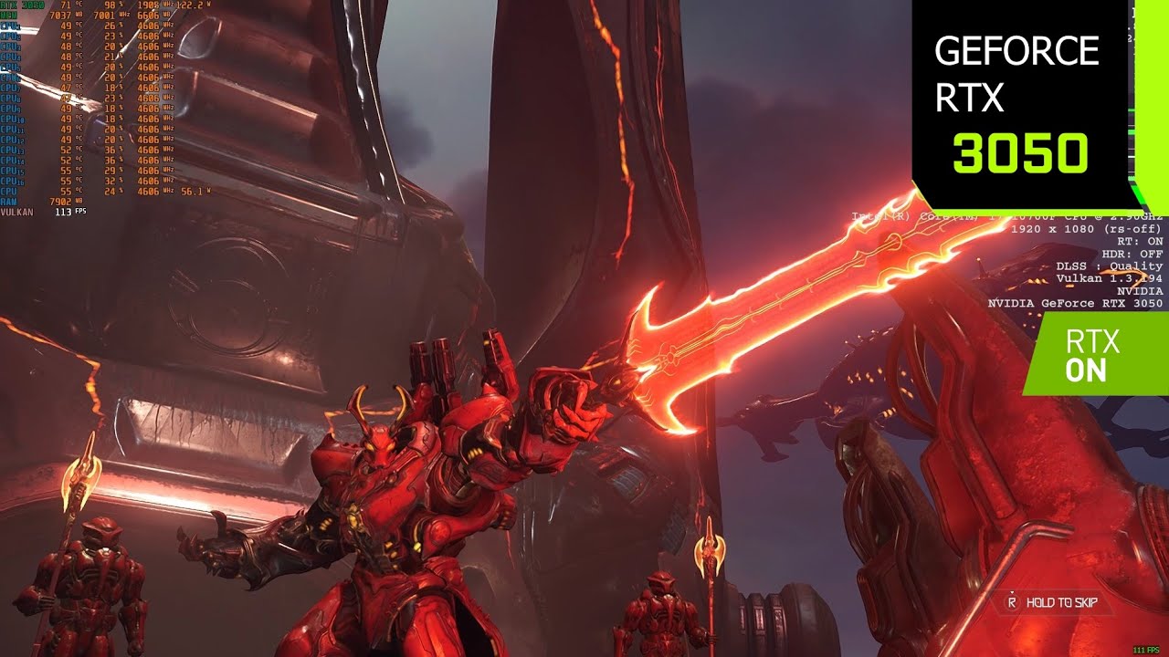 Doom Eternal | RTX 3050 1080p DLSS 2.3.7 Quality | Ray Tracing | i7 10700F
