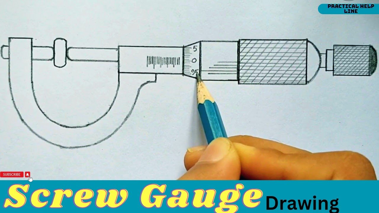 How to draw screw gauge step by step | How to draw micrometer | স্ক্রু গজ এর ব্যবহারিক