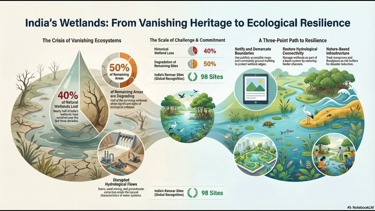 🌿Wetlands Crisis EXPOSED: 40% GONE in 30 Years! World Wetlands Day 2026 Solutions | UPSC Environment