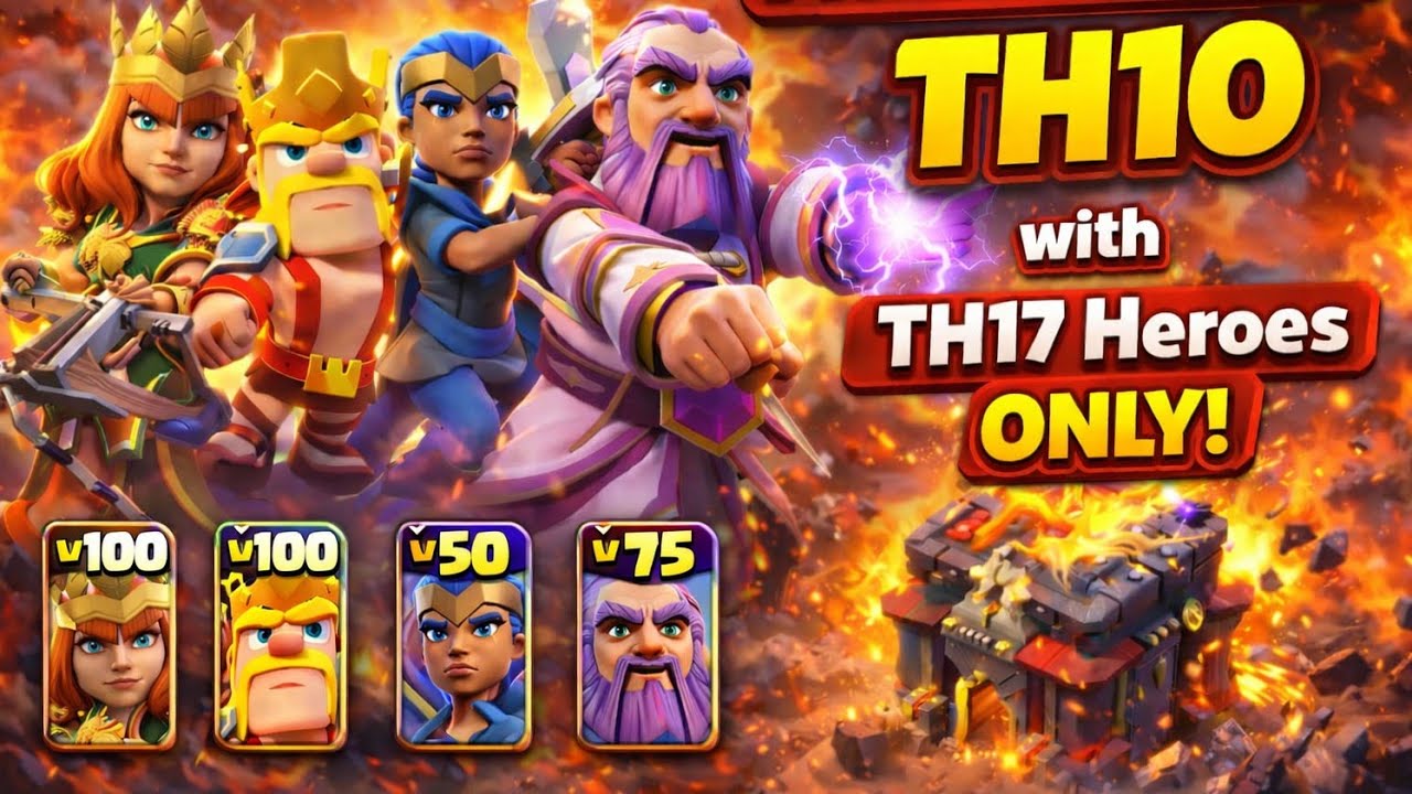 TH17 MAX HEROES vs TH10 😱 | Level 100 King & Queen DESTROYED Everything! 🔥💪🏻😝 