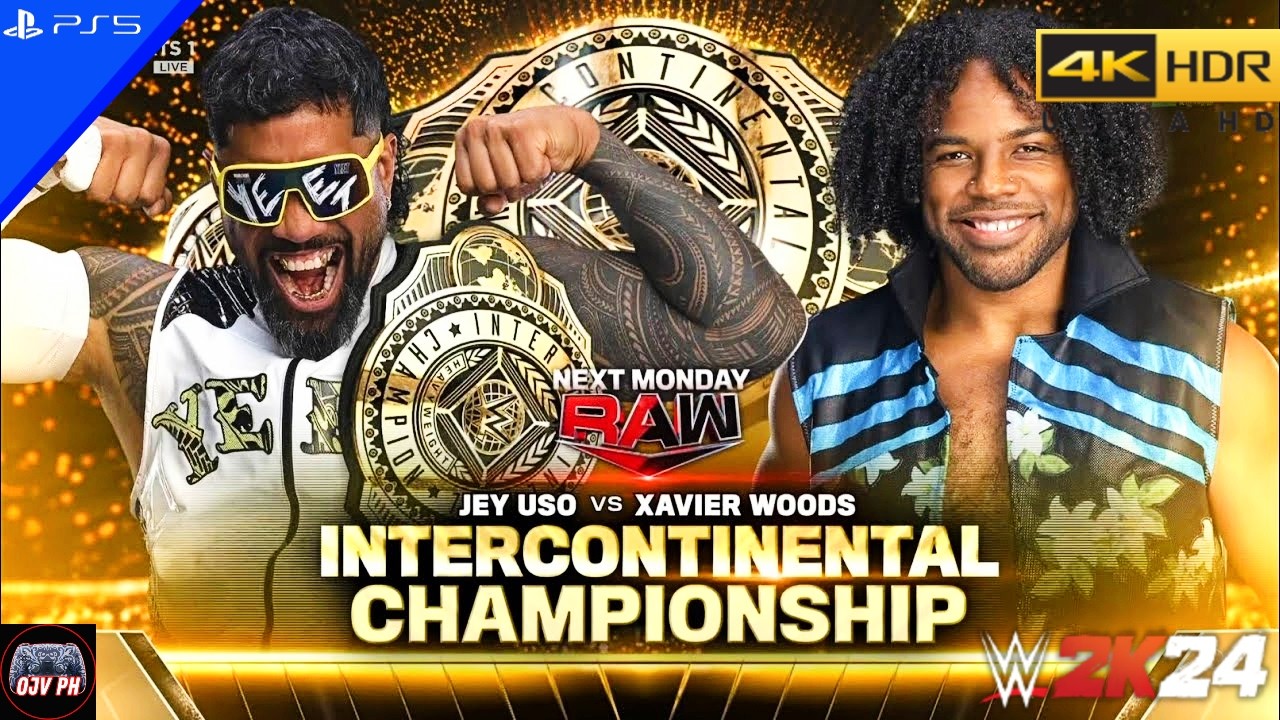 WWE 2K24 (PS5) - JEY USO vs. XAVIER WOODS | INTERCONTINENTAL CHAMPIONSHIP MATCH | RAW, OCT. 07, 2024