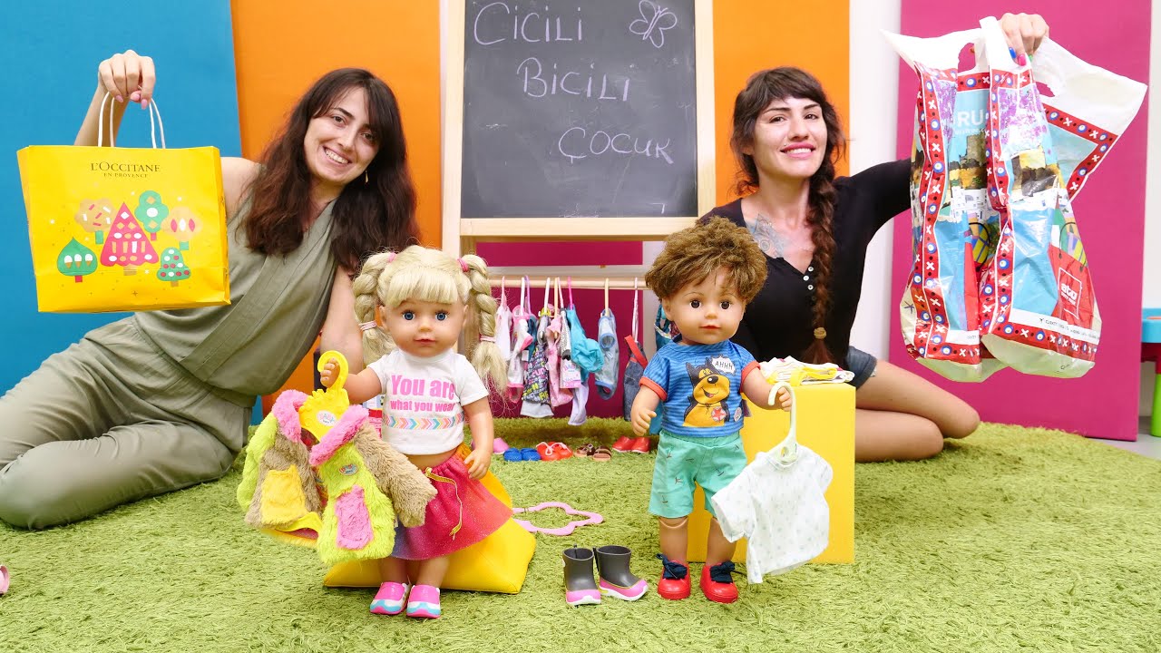 Sevcan ve &Uuml;mit ile kız oyunları. Baby Born i&ccedil;in yeni yazlık kıyafetler. Bebek bakma oyunu