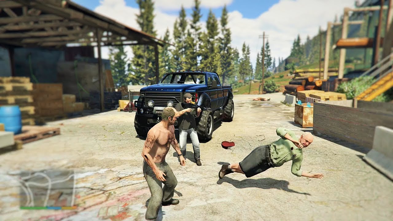 GTA 5 - Franklin, Michael and Trevor Five Star Escape From The SAWMILL # 22