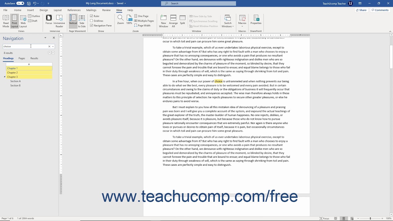 Учебное пособие по Word 2019 и 365: Использование панели навигации (Microsoft Training)