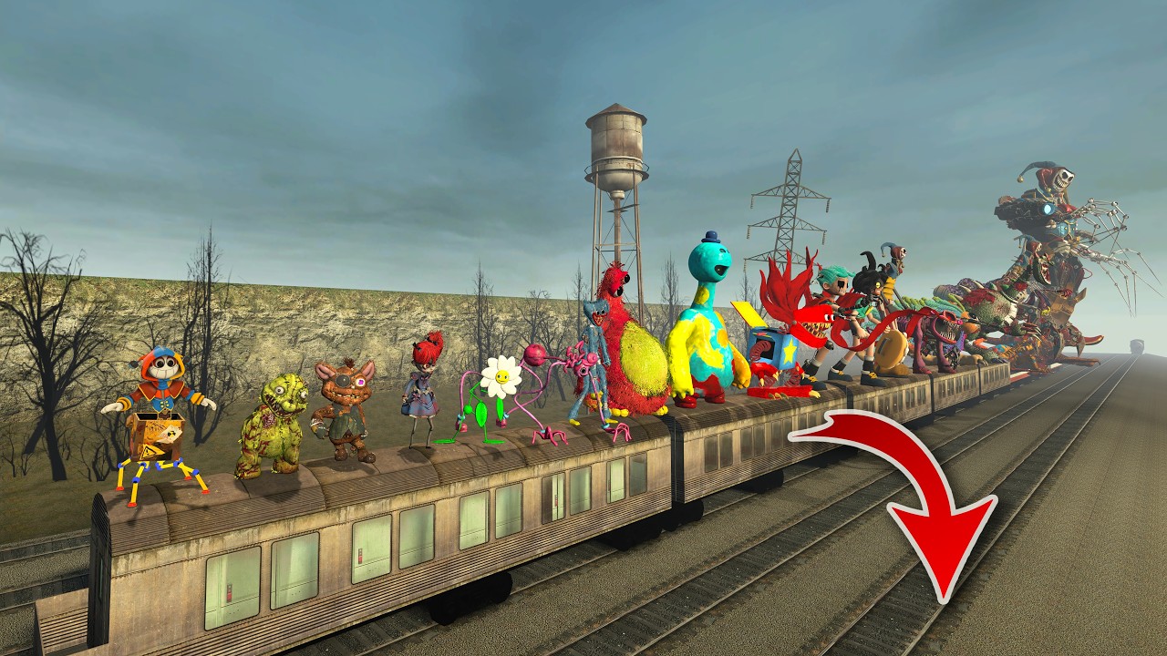Spartan Kicking ALL Poppy Playtime Monster Off The Train &ndash; Garry's Mod!