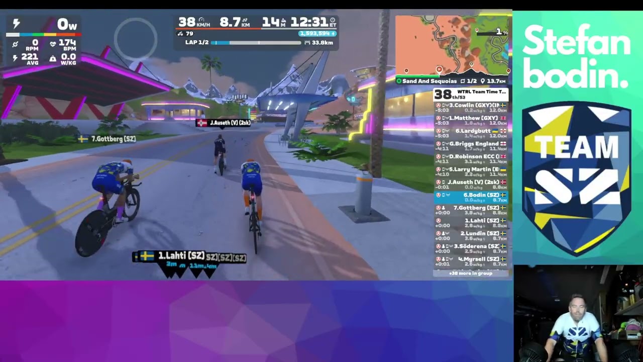 TTT: WTRL Team Time Trial - Zone 20 (LATTE) Sand And Sequoias in Watopia Distance 43.01 km SZ Muffin