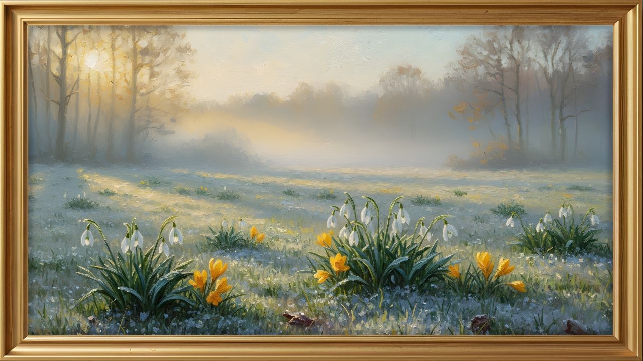Early Spring Meadow Art | 4k Frame TV Art Screensaver | Vintage Oil Painting Ambience