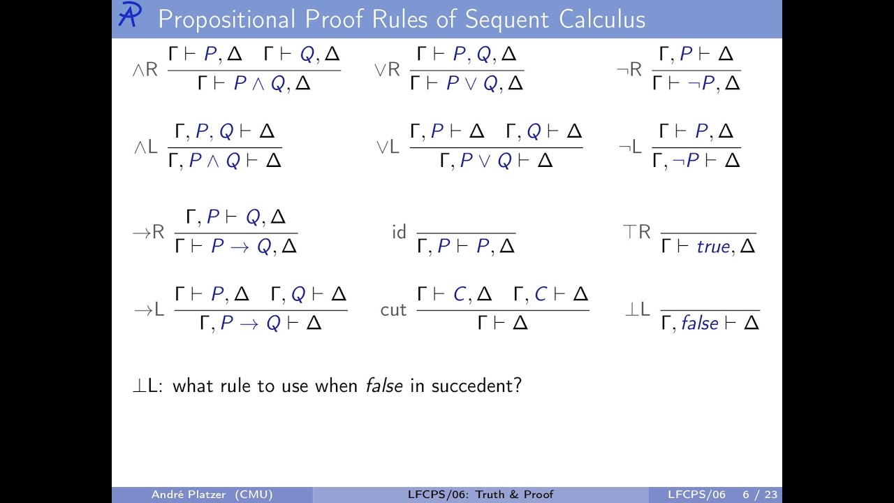 FA'18 06: Truth & Proof - Logical Foundations of Cyber-Physical Systems
