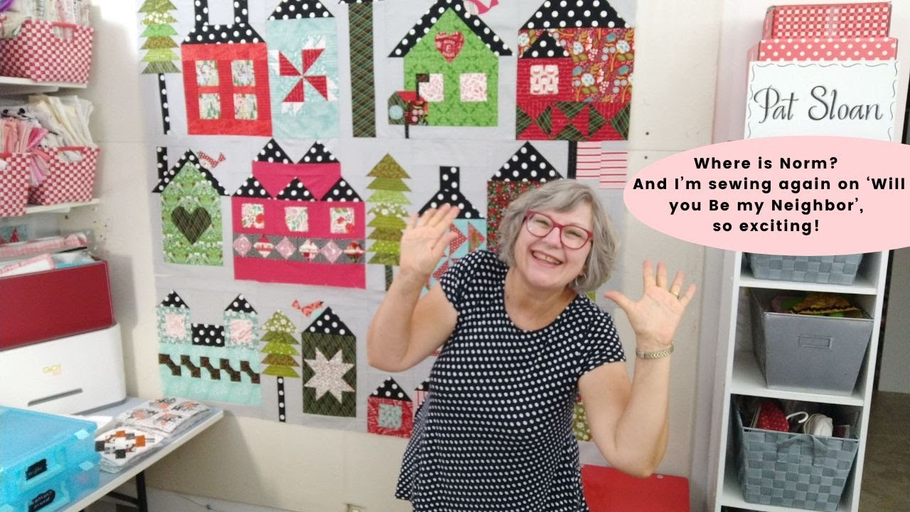 Where is Norm? And I’m sewing again on ‘Will you Be my Neighbor’, so exciting!